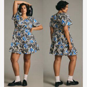 Anthropologie Somerset Mini Dress in White & Blue XS